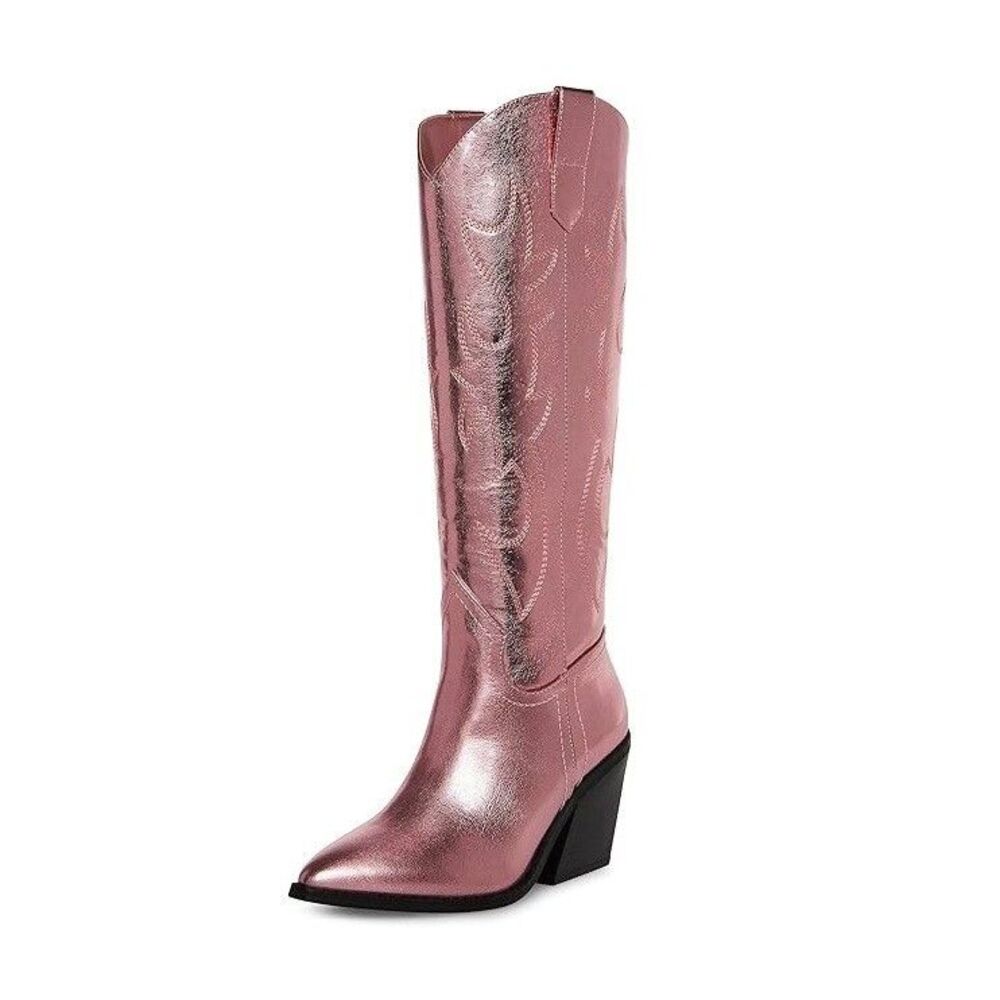 Madden Girl Womens 6 M Pink Metallic Arizona Western Knee High Boots NIB KN2